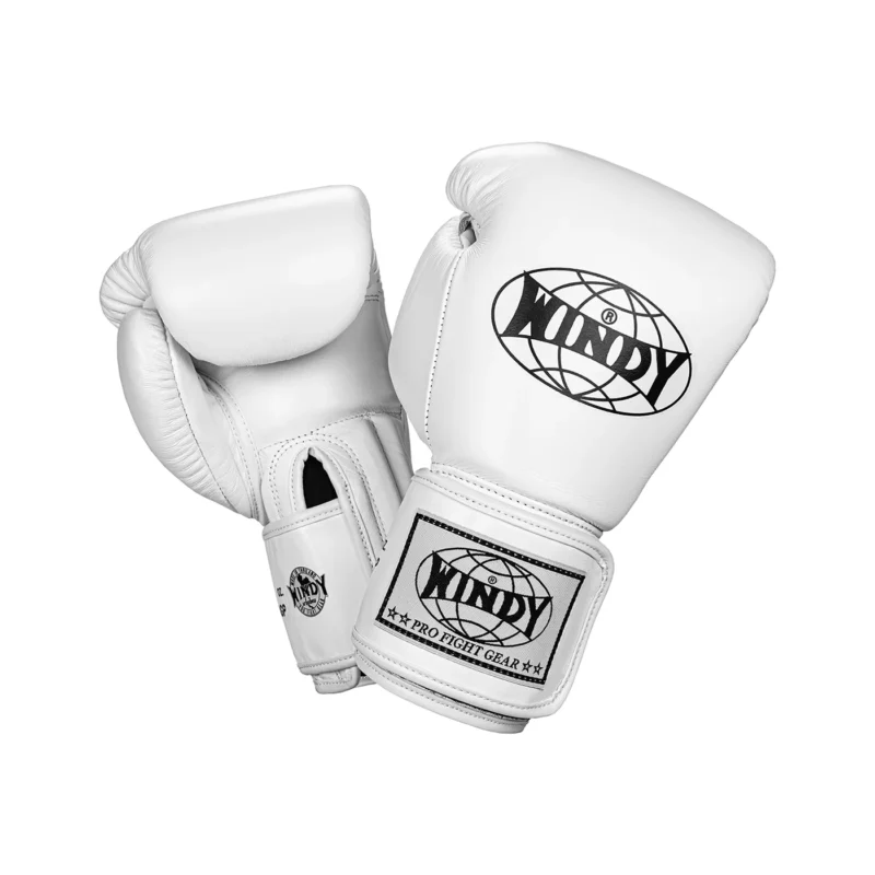 Windy Muay Thai Gloves White front and back view