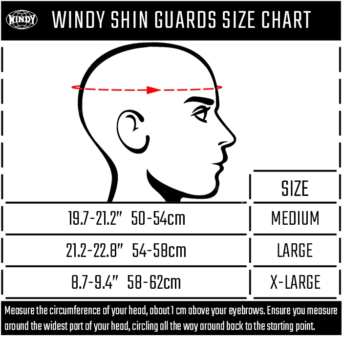 Windy head guard size chart