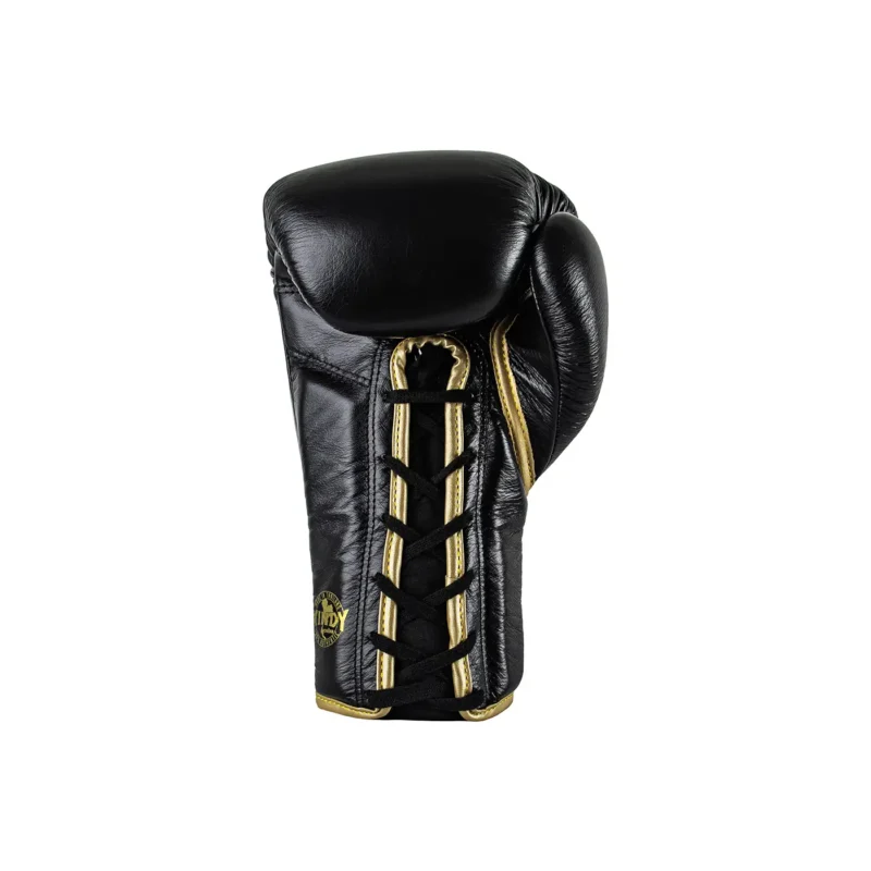Windy Lace Up Glove Black Gold Back View